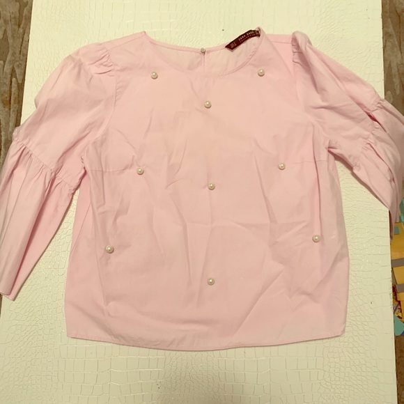 Zara Tops - Zara pink pearl shirt